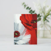 Carte Postale Poppies rouges et blanches (Debout devant)