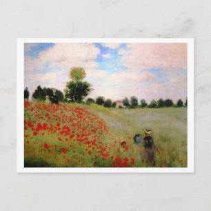 Carte Postale Poppies rouges par Monet - Poppy Field Parasol Fem