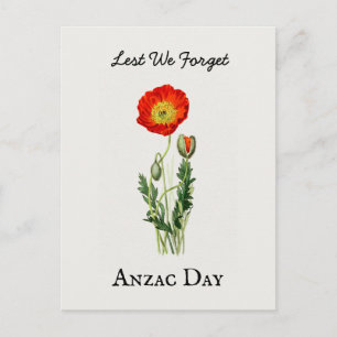 Carte Postale poppys jour de l'Anzac vintage commémoration mémor