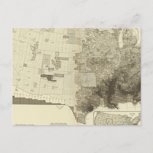 Carte Postale population codée en couleur par comté (Devant)