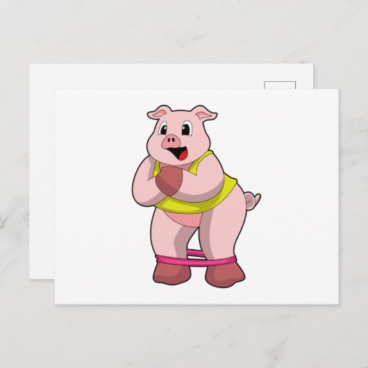 Carte Postale Porc à la forme avec élastique (Devant / Derrière)