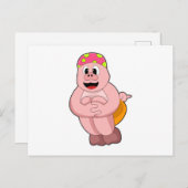 Carte Postale Porc au saut dans l'eau (Devant / Derrière)