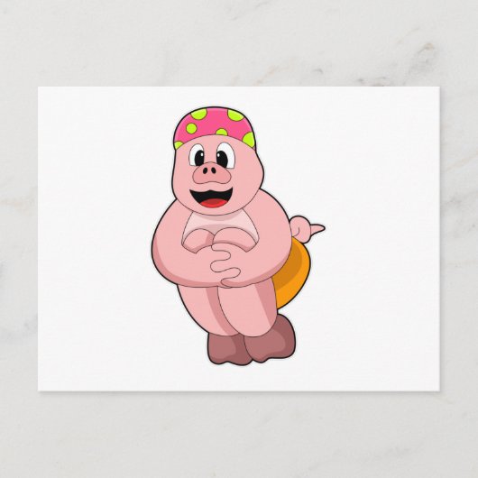 Carte Postale Porc au saut dans l'eau (Devant)