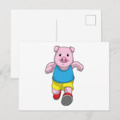 Carte Postale Porc en coureur à la course (Devant / Derrière)