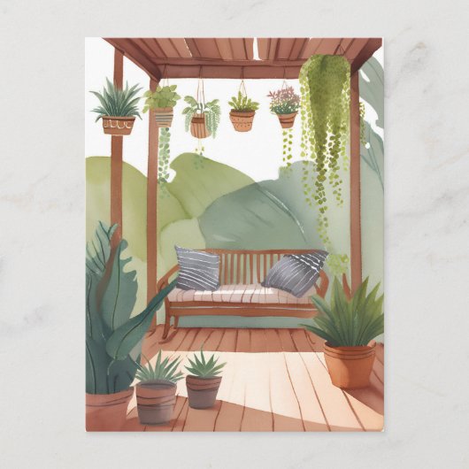 Carte Postale Porc pointillé | Aquarelle peinture botanique (Devant)