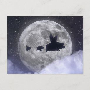 Carte Postale Porcelet volant en famille