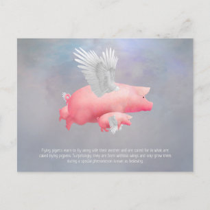 Carte Postale Porcelets volants