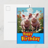 Carte Postale porcs d'anniversaire (Devant / Derrière)