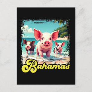 Carte Postale Porcs Nageurs des Bahamas - Aventure à Pig Beach d