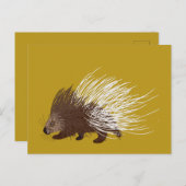 Carte Postale Porcupine Brown et moutarde (Devant / Derrière)