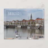 Carte Postale Port au printemps, Middelburg, Pays-Bas (Devant)