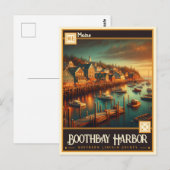 Carte Postale Port de Boothbay, Maine | VINTAGE (Devant / Derrière)