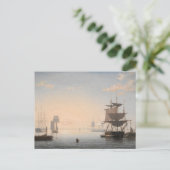 Carte Postale Port de Boston avec la ville à distance (Debout devant)