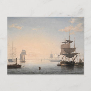 Carte Postale Port de Boston avec la ville au loin