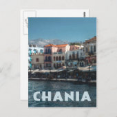 Carte Postale Port de Chania, Crète Grèce (Devant / Derrière)