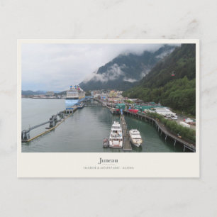 Carte Postale Port de croisière de Juneau et montagnes enveloppé