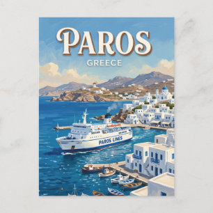 Carte Postale Port de ferry de Paros Grèce
