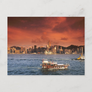 Carte Postale Port de Hong Kong au coucher du soleil