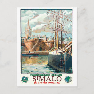 Carte Postale Port de la ville de Saint-Malo, France, voyage vin