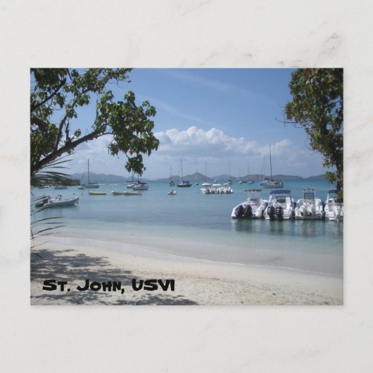 Carte Postale Port de l'île des Caraïbes avec plage (Devant)