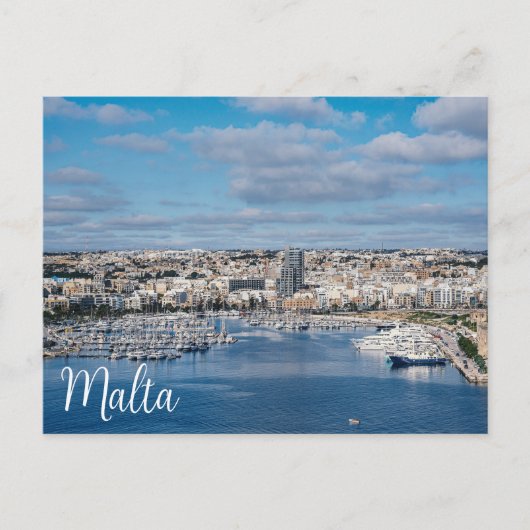Carte Postale Port de Sliema avec bâtiments et bateaux modernes (Devant)