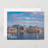 Carte Postale Port de Sliema et gratte-ciel à Malte (Devant / Derrière)