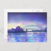 Carte Postale Port de Sydney Coucher de soleil violet peinture d (Devant / Derrière)