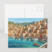 Carte Postale Port de Symi Town Grèce (Devant / Derrière)