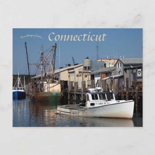 Carte Postale Port du Connecticut donnant sur Long Island (Devant)