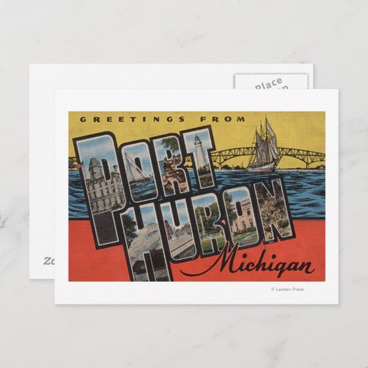 Carte Postale Port Huron, Michigan - Scènes de grandes lettres (Devant / Derrière)