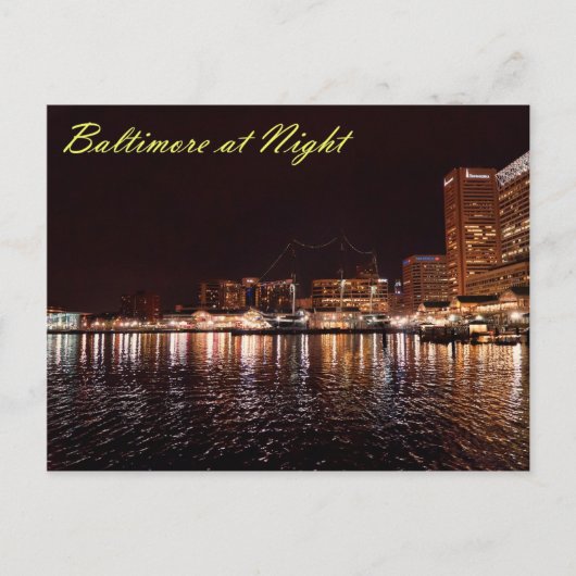 Carte Postale Port intérieur de Baltimore à la nuit (Devant)