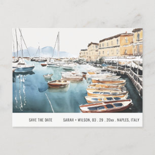 Carte Postale Port Père Noël Lucia Naples Aquarelle Enregistrer 