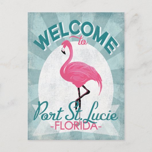 Carte Postale Port St Lucie Floride Flamant rose rose Rétro (Devant)