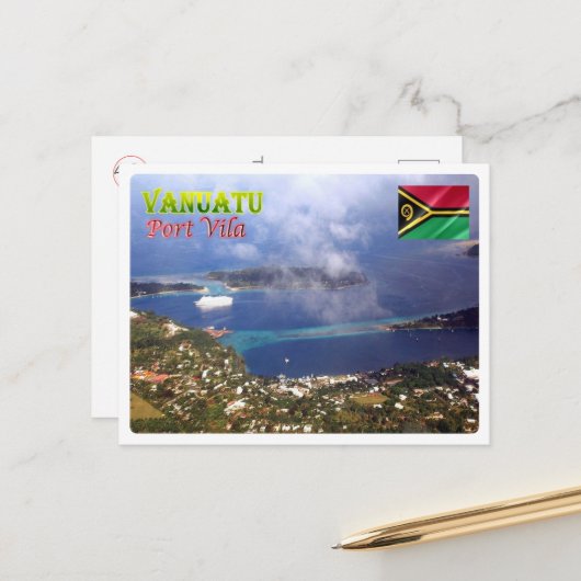 Carte Postale Port Vila - Vanuatu - Vue aérienne - (Devant/Arrière en situation)