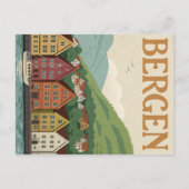Carte Postale Port vintage Bergen Bryggen (Devant)