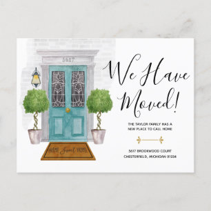 Carte Postale Porte Aquarelle Nous Avons Déménagé Nouvelle Adres