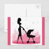 Carte Postale Porte-bébé à la mode pour maman poussant (Devant / Derrière)