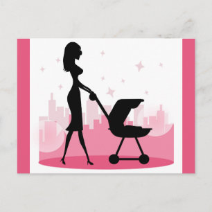 Carte Postale Porte-bébé à la mode pour maman poussant