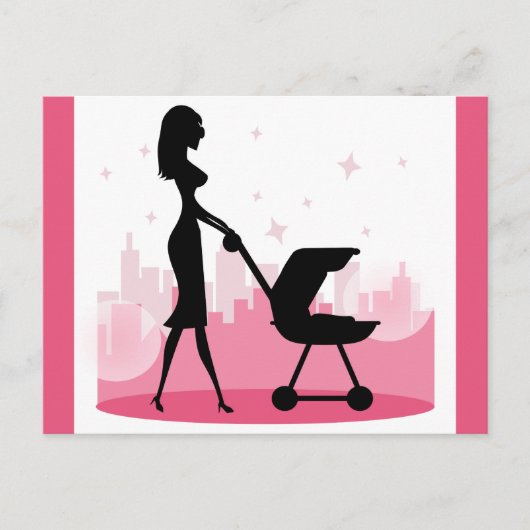 Carte Postale Porte-bébé à la mode pour maman poussant (Devant)