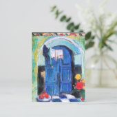 Carte Postale Porte bleue - (Debout devant)