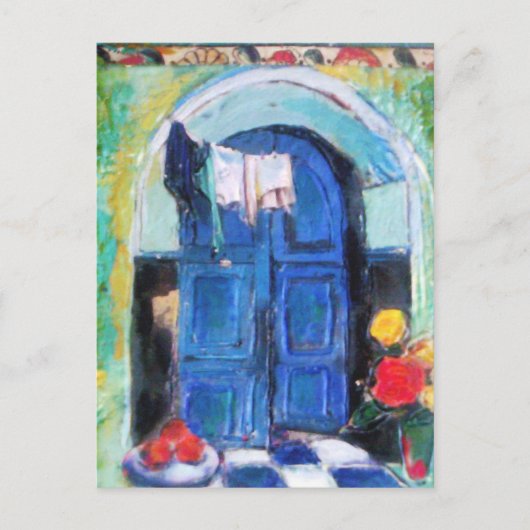 Carte Postale Porte bleue - (Devant)