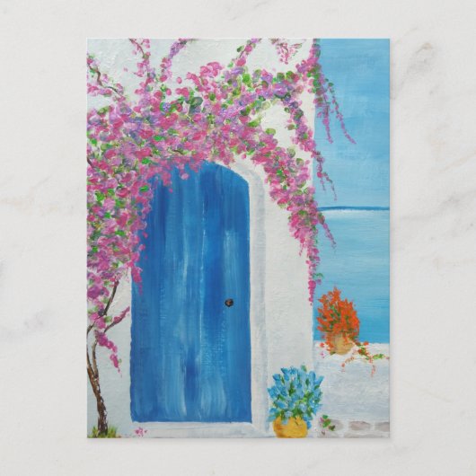 Carte Postale Porte bleue grecque (Devant)