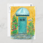 Carte Postale Porte Bleue Mustard Jaune Déplacement Annouement (Devant / Derrière)