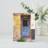Carte Postale Porte bleue sur l'île grecque Mykonos (Debout devant)
