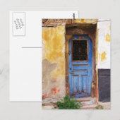 Carte Postale Porte bleue sur l'île grecque Mykonos (Devant / Derrière)