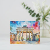 Carte Postale Porte d'Aquarelle Berlin Brandebourg (Debout devant)