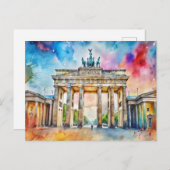 Carte Postale Porte d'Aquarelle Berlin Brandebourg (Devant / Derrière)