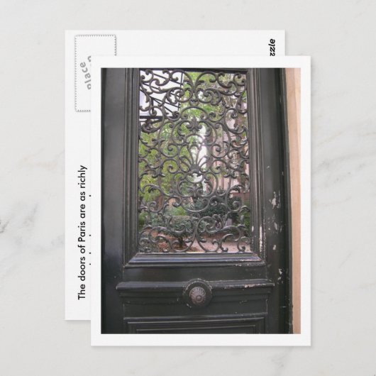 Carte Postale Porte de cour de Paris (Devant / Derrière)