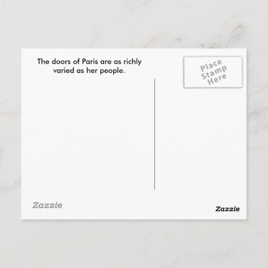 Carte Postale Porte de cour de Paris (Dos)