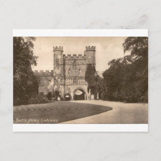 Carte Postale Porte de l'abbaye de Battle Vue sépia vintage